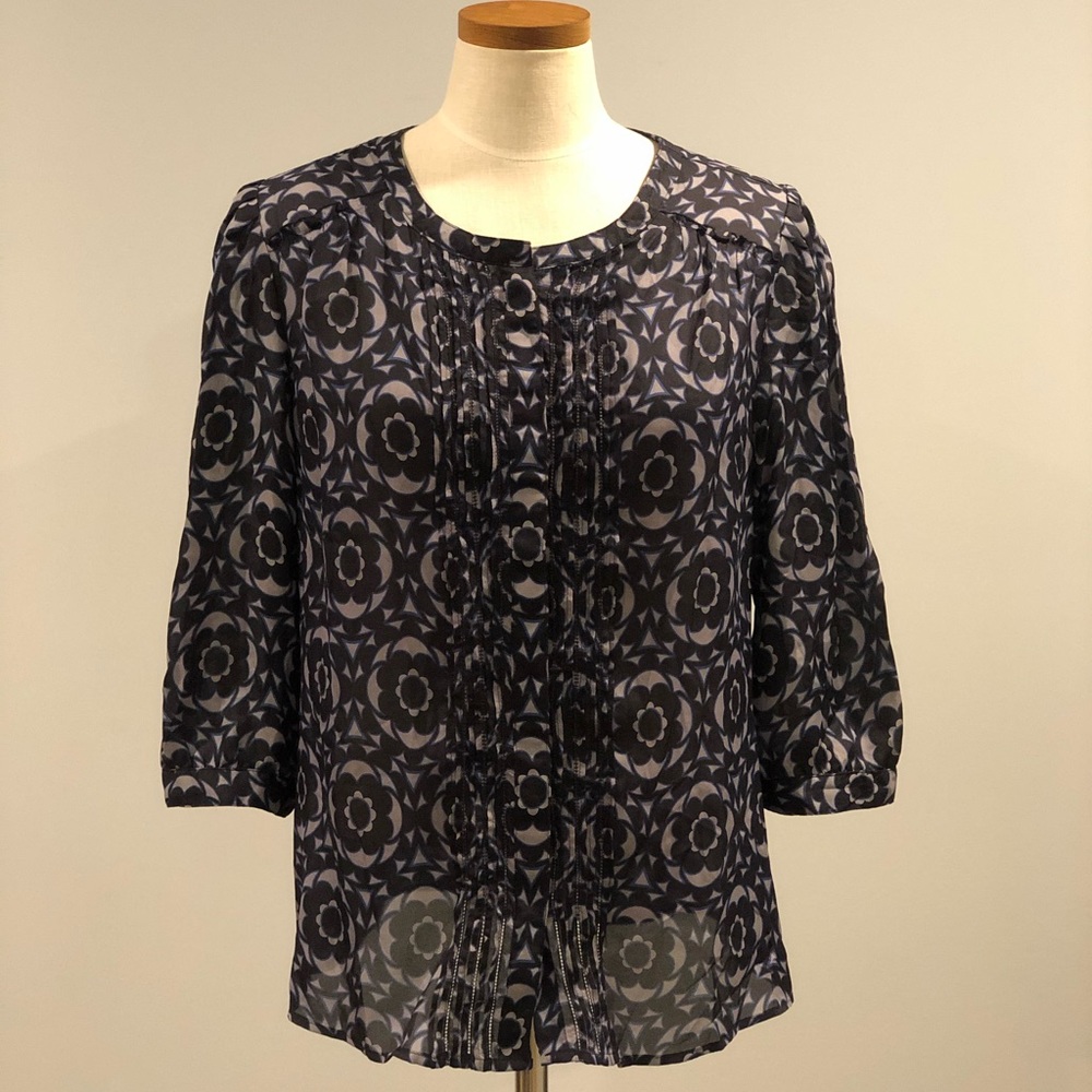 Banana Republic Sheer Floral Patterned Blouse